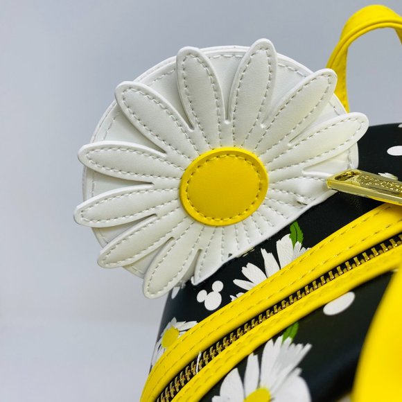 Loungefly Disney Minnie Mouse Daisies Mini Backpack, Ears, and Necklace Set - Picture 8 of 14